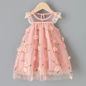 2021 Vasaros korėjos Suknelė Nėriniai Gėlės Raukiniai Merginos Priness Suknelė Siuvinėjimo Moterų Vaikų Pyragas Suknelė Mergaitėms, Drabužiai