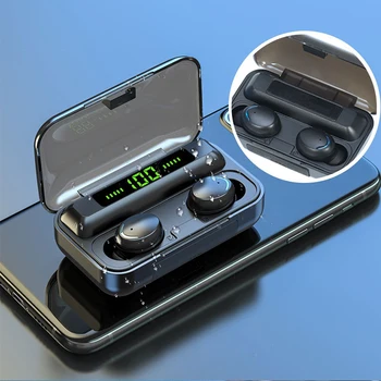 Oringinal F9-5C Fone Bluetooth TWS pirštų Atspaudų Touch laisvų Rankų įranga HiFI Stereo In-Ear Ausinių Popsocket Belaidės Ausinės Sportui