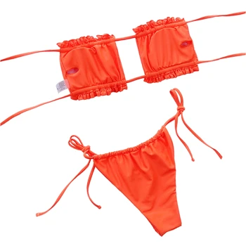 Meihuida Moterims Dviejų dalių Vamzdis maudymosi kostiumėlį, Tuščiaviduriai Kartus Apdaila Reguliuojamas Dirželis Vasaros Drabužių