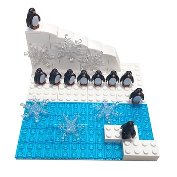 SS Blokai 10 Pingvinai Ledynas Suderinama Klasikinis Plytų Ledinis Sniegas Pasaulio Kūrėjas Žaislai Vaikams 