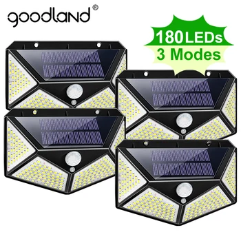 Goodland 180 100 LED Saulės Šviesos, Lauke, Saulės Žibintas Maitinamas Saulės spindulių Vandeniui PIR Judesio Jutiklis Šviesos Sodo Puošmena