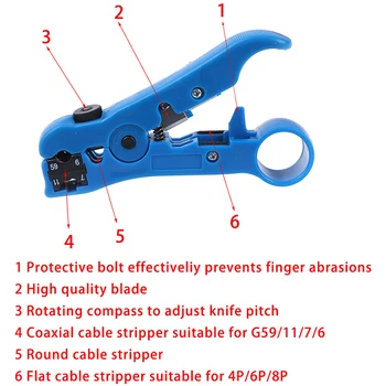 Koaksialinis kabelis viela pjovimo nuėmimo įrankis, cat 5 rg 59/6 rg 7/11 striptizo įrankis