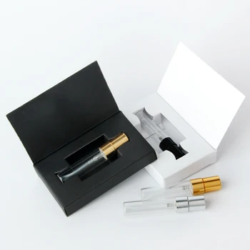 100 Vnt/Daug 5ML Pritaikoma Popieriaus Dėžės Ir Stiklinis Kvepalų Buteliukas Su Purkštuvu Tuščias Parfum Pakuotės LOGOTIPĄ dovanų