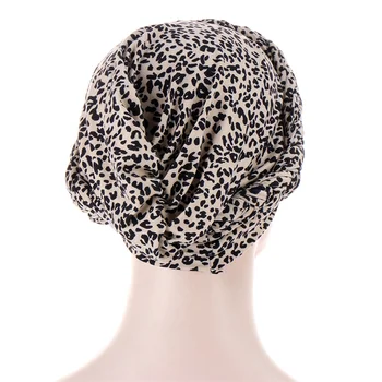 Kietas Leopardas Spausdinti Moterų Medvilnės Turbaną Skrybėlę Skullies Beanies Kepurės Femme Musulman Pintas Variklio Dangčio Turbante Apdangalai, Apsiaustas