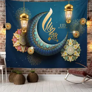 2021 Karšto Fone Audinio Sienos Musulmonų Ramadano festivalis Apdailos Mėnulis Kabo Gobelenas Namų Freskos Paplūdimio Rankšluostį Ramadanas Gobelenas
