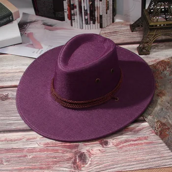 Vakarų Amerikos Mens Kaubojaus Skrybėlės, Plačios Kraštų Kelionių Saulės Skrybėlę Cowgirl Poliesteris Sombrero Kepurė Atostogų Chapeau Homme