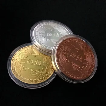 BITCoin Meno Kolekcija Auksą, Padengtą Fizinio Bitcoins Bitcoin BTC su Byla Dovanos Fizinių Metalų Antikos Imitacija Sidabro Moneta