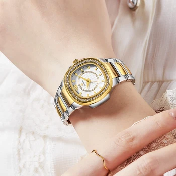 WWOOR Originalaus Dizaino Žiūrėti Moterų Mados Aikštė Aukso Laikrodis Top Brand Prabangus Diamond Ponios Suknelė Laikrodžiai Relogio Feminino