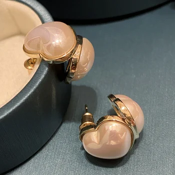 Moterų persikas širdies auskarai širdelės formos stud auskarai, retro patinka auskarai
