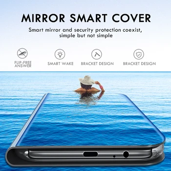 Smart Veidrodis, Flip Case For Huawei Y5P Y6P Y7P Y8P 2020 Y5 Y6 Y7 Y9 Premjero 2019 P20 30 Pro P40 Lite P Smart Z 2021 Padengti Atvejais