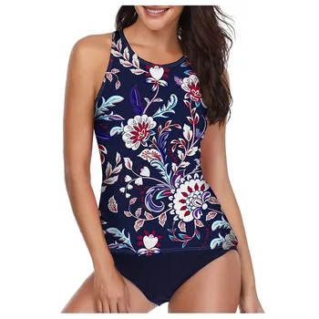 Moterų Tankini Plius Dydis maudymosi kostiumėlį, moteriški Kostiumėliai, 2021 Push Up Lapų Spausdinimo Paplūdimio Drabužiai Moterims Plaukti Kostiumas Plius Dydis Maudymosi Kostiumą #3G