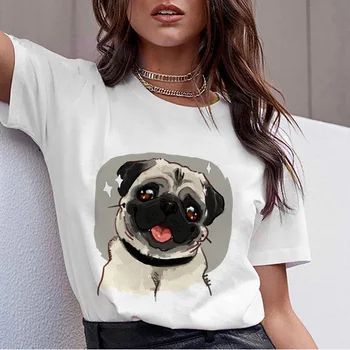 Verão tunai pug cão gyvūnų impressão marškinėlius das mulheres t camisa de manga curta para roupas femininas ulzzang harajuku camisa